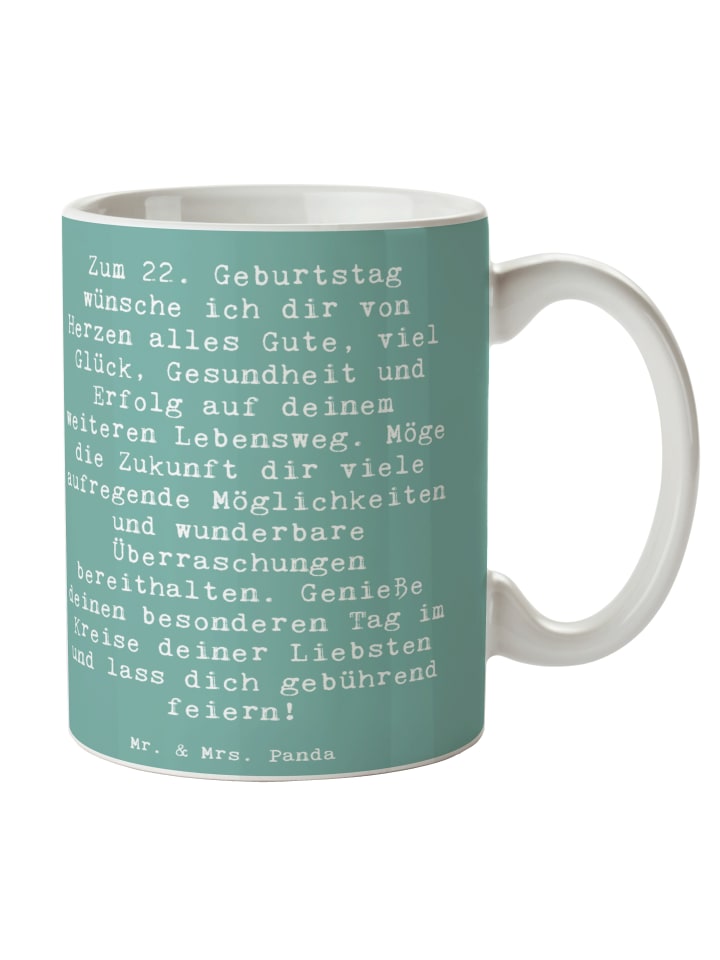 Tasse Spruch 22. Geburtstag mit Spruch in Meeresbrise