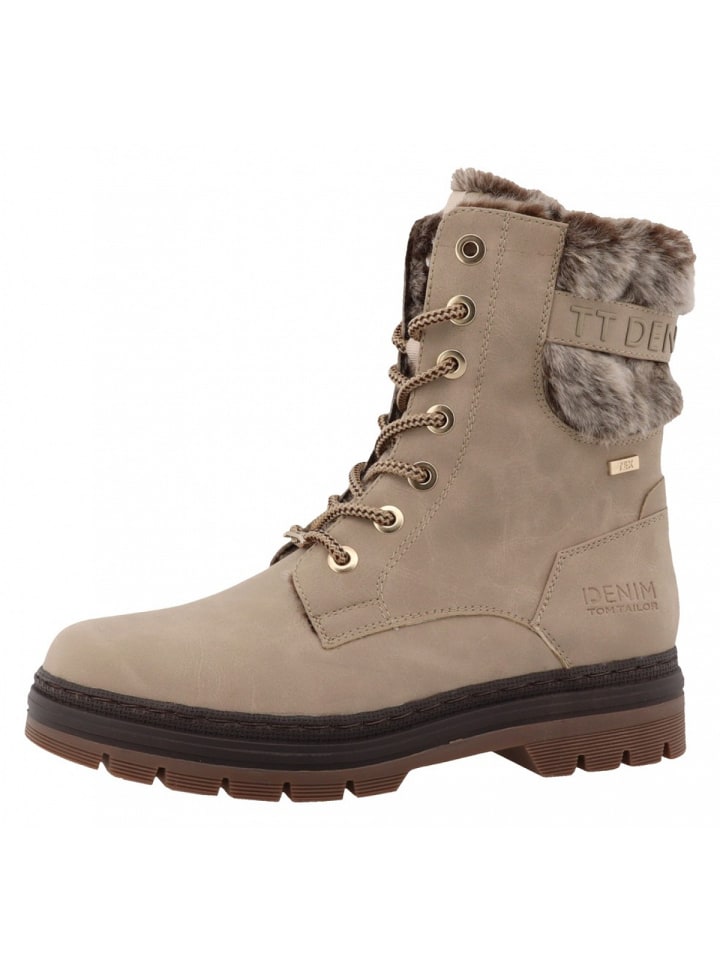 Schnürstiefel in Beige