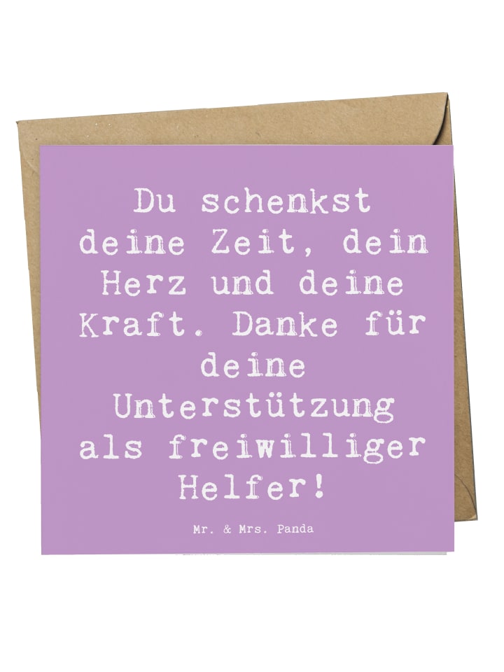Klappkarte Spruch Freiwilliger Dank mit Spruch in Lavendeltraum