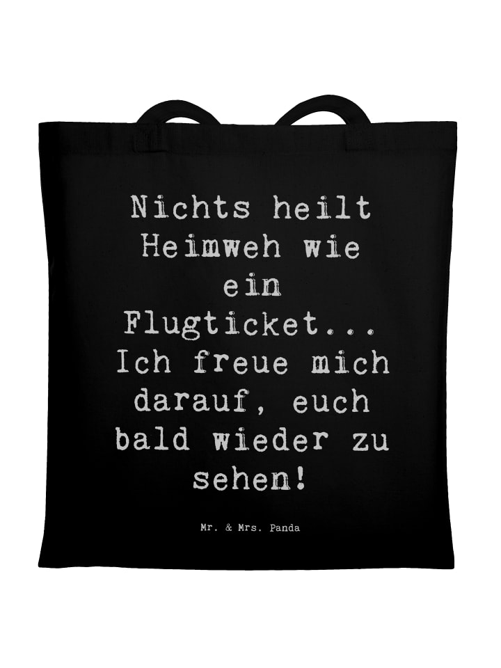 Tasche Spruch Heimweh Ticket mit Spruch in Schwarz