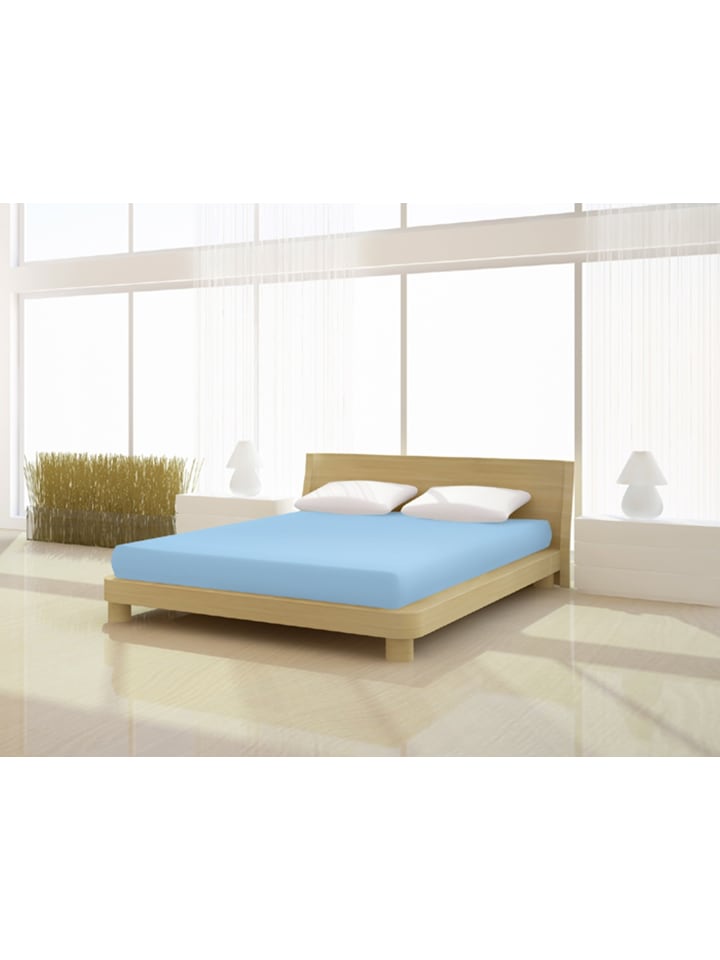 Spannbetttuch Jersey basic 180 - 200 x 200 cm in bleu