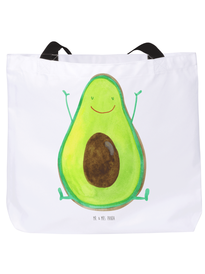 Strandtasche Avocado Glücklich ohne Spruch in Weiß