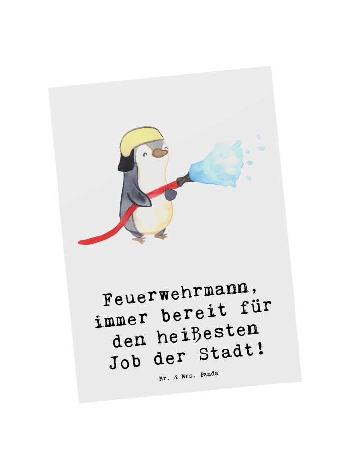 Postkarte Feuerwehrmann Held mit Spruch in Weiß