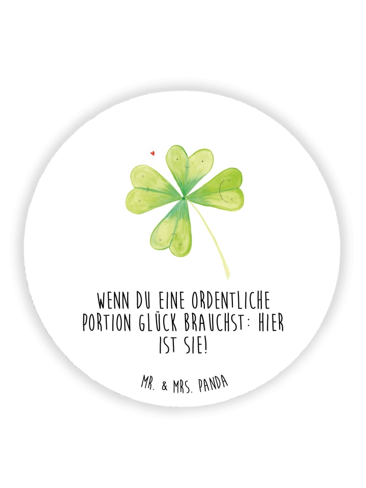 Magnet Blume Kleeblatt mit Spruch in Weiß