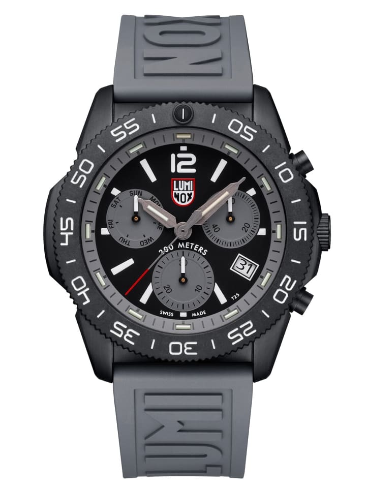 Herren-Taucheruhr Chronograph Pacific Diver Grau Schwarz / Anthrazit