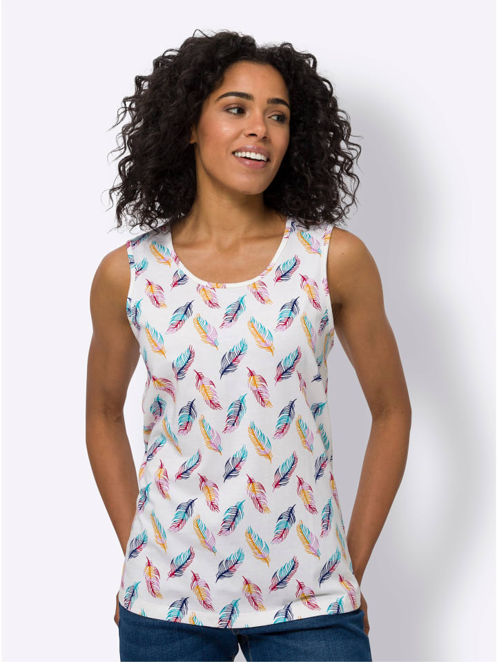 Shirttop in ecru-pink-bedruckt