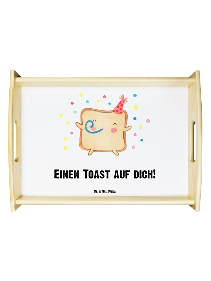 Servierplatte Holz Toast Party mit Spruch in Weiß