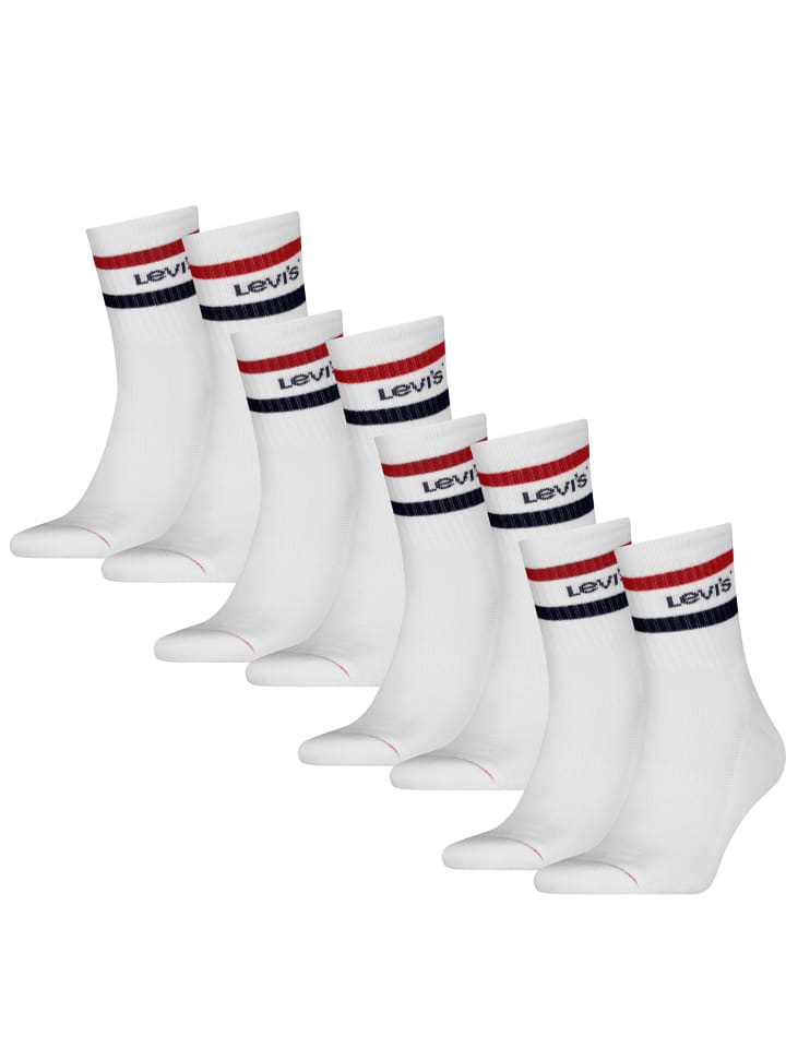 4 Paar Uni Short Cut Sport Stripe Socken in Weiß