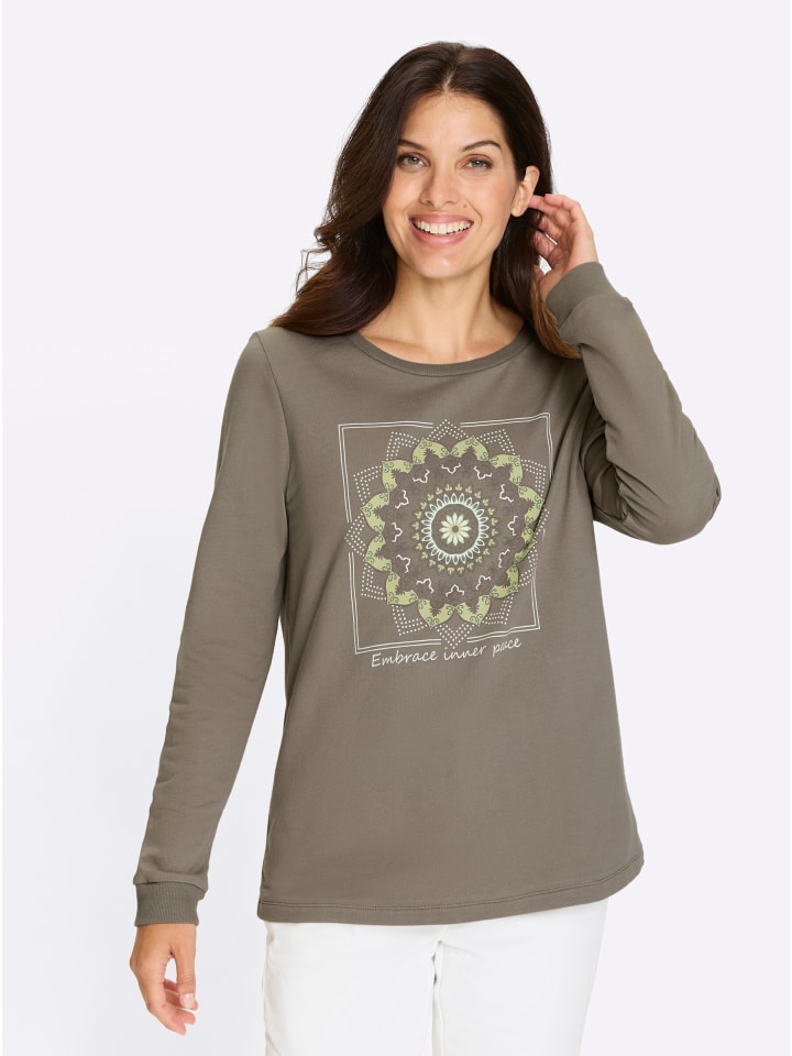 Sweatshirt in taupe-lindgrün