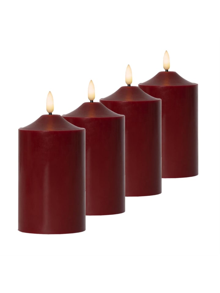 LED Kerzenset 4-teilig in rot