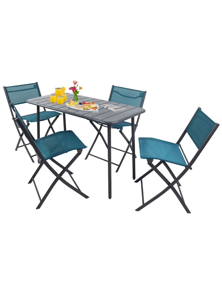 5 tlg. Bistroset Balkonset Gartenset Sumila 110x55 in Türkis
