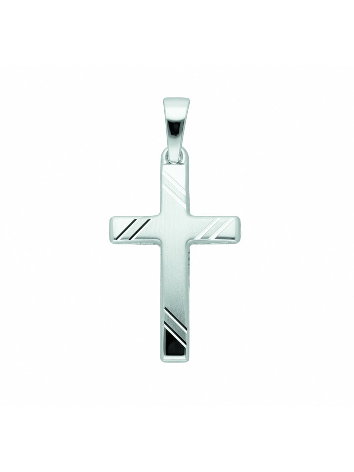 Damen & Herren 333 Weißgold Kreuz Anhänger in silber