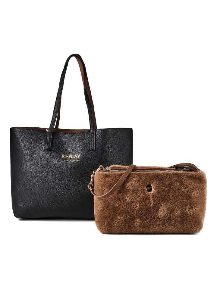 Shopper Tasche Leder 36 cm black