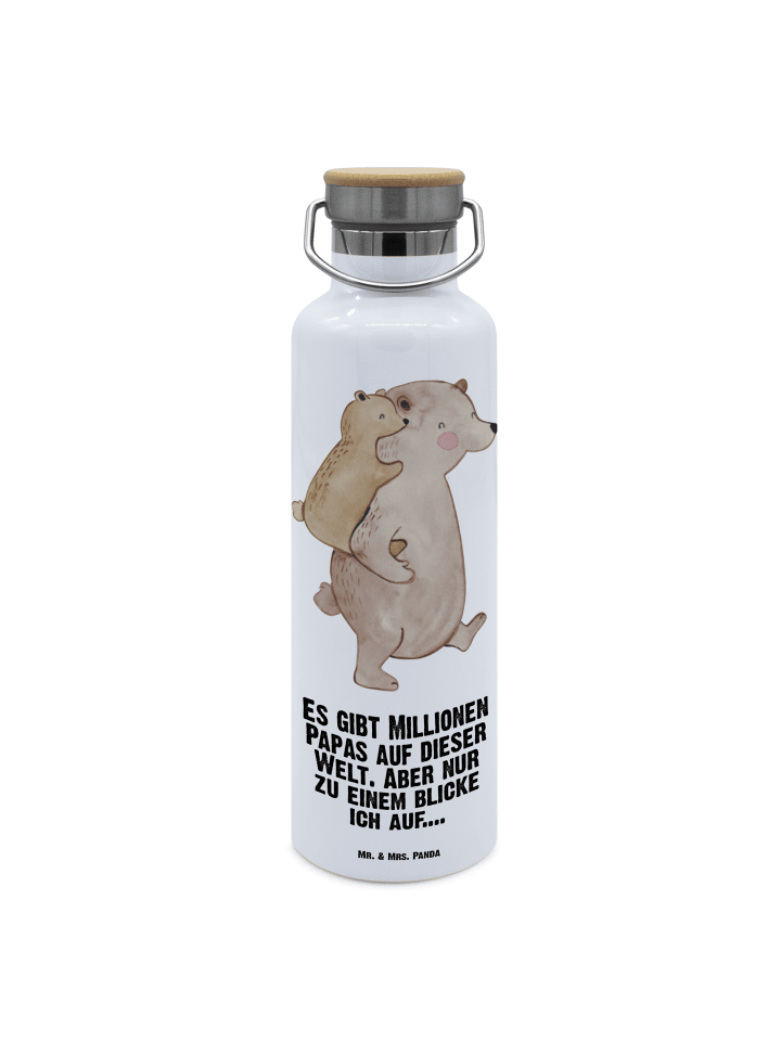 Thermosflasche Papa Bär mit Spruch in Weiß