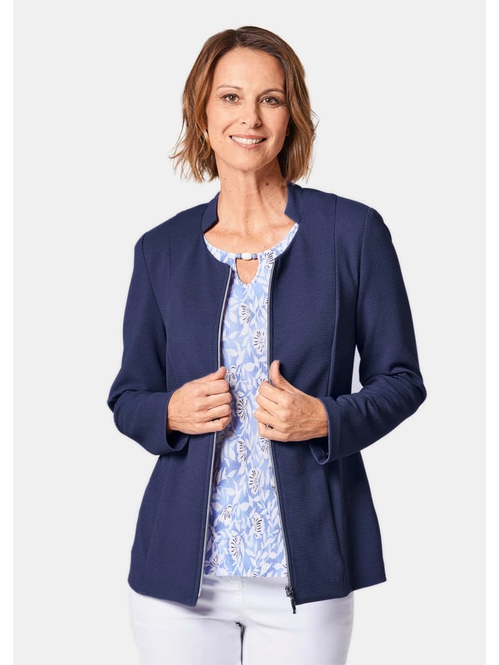 Strukturblazer mit Rundhalsausschnitt in blau