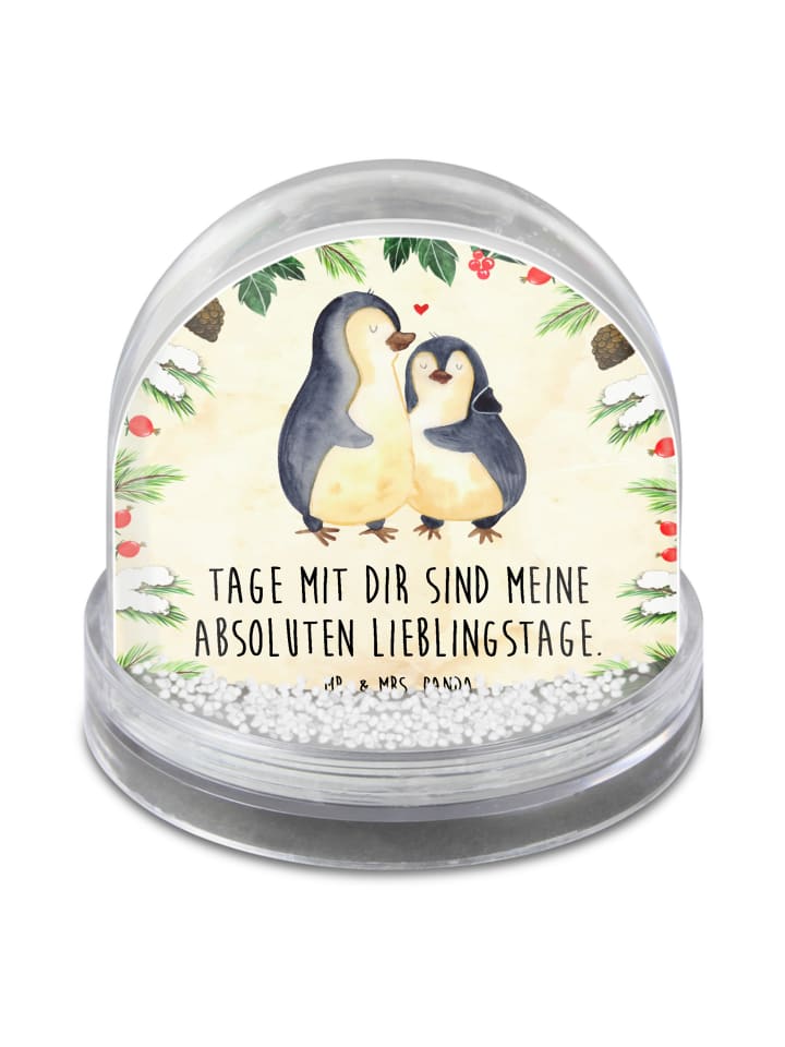 Schüttelkugel Pinguin umarmen mit Spruch in Naturpapier