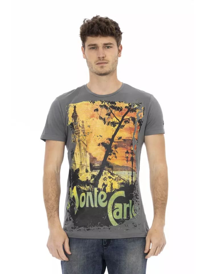 Grau Baumwolle Herren T-Shirt