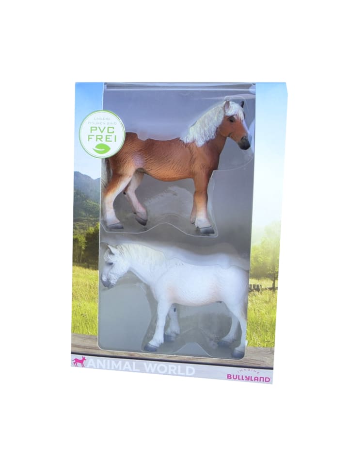 Animal World 2 Pferde Figuren Haflinger Camargue PVC-frei Kinder in mehrfarbig