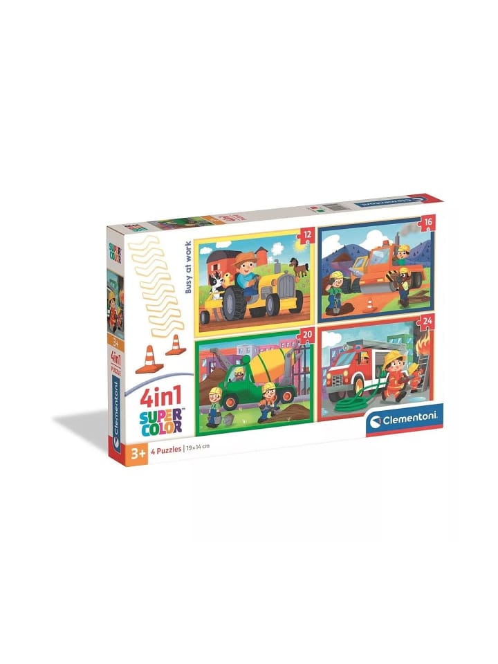 Fahrzeug Busy at Work Baufahrzeuge 4-in-1 Puzzle Clementoni