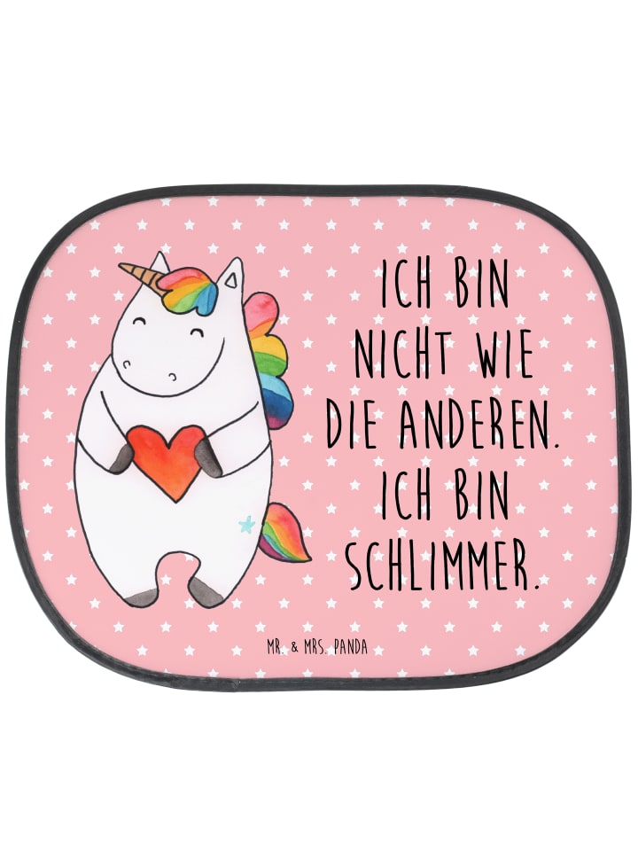 Auto Fenster Sonnenschutz Einhorn Herz mit Spruch in Rot Pastell