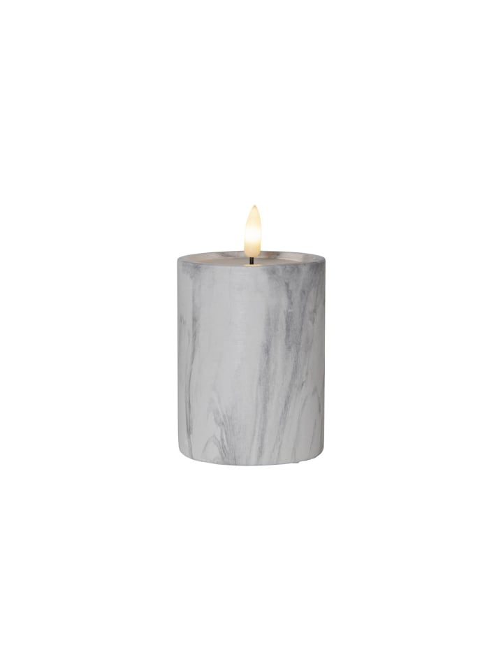 LED Blockkerze ,Flamme Marble, Batterie, Timer, Beton, Marmor-Optik,