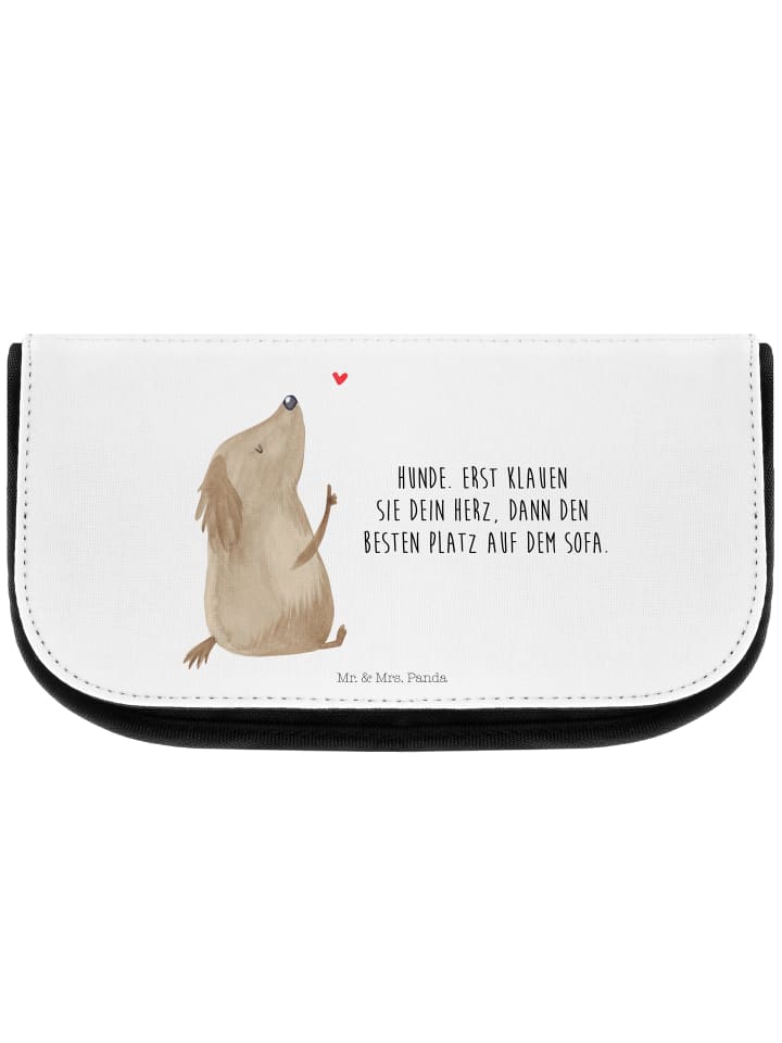 Kosmetiktasche Hund Liebe mit Spruch in Weiß