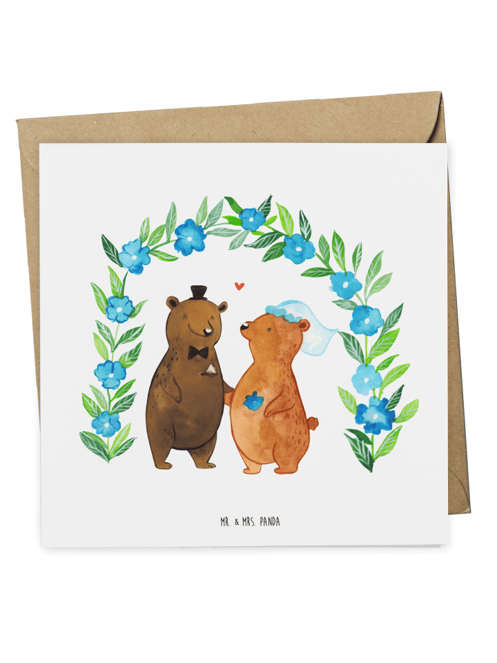Grußkarte Bären Hochzeit ohne Spruch in Weiß