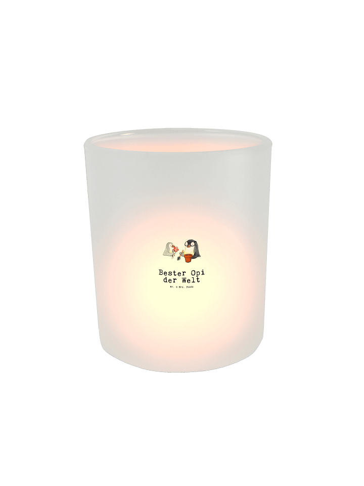 Kerzenglas Pinguin Bester Opi der Welt mit Spruch in Transparent