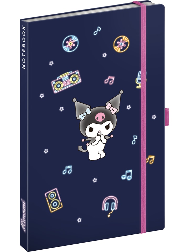 Notizbuch mit Hardcover liniert in Kuromi - 13 x 21 cm