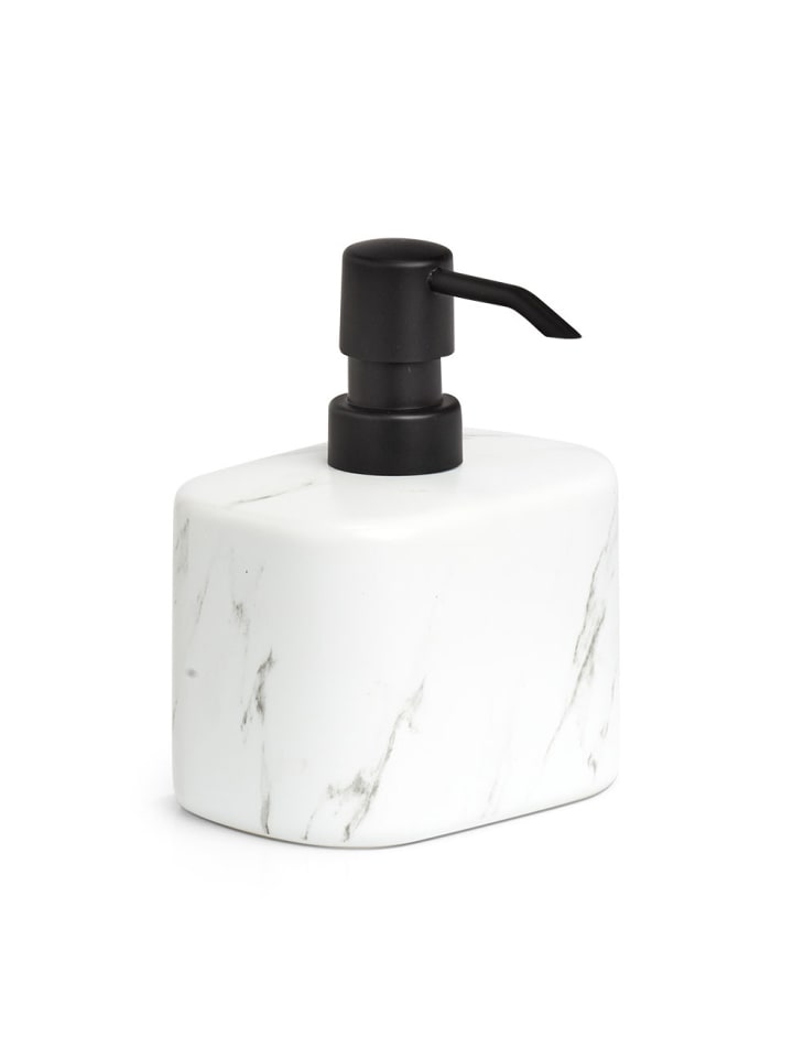 Keramischer Seifenspender MARBLE in Weiß, 8,1 x 13,2 x 11 cm