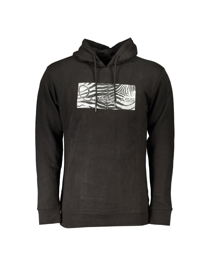 Schwarz Baumwolle Herren mit Kapuze Sweatshirt