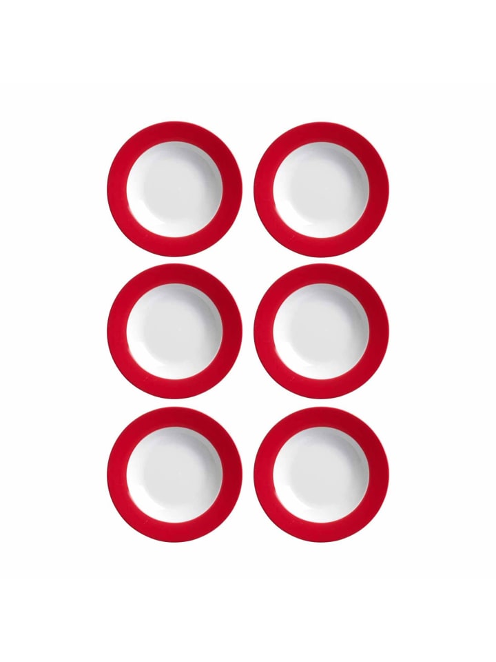 6er Set Suppenteller Doppio in Rot ø 22 cm