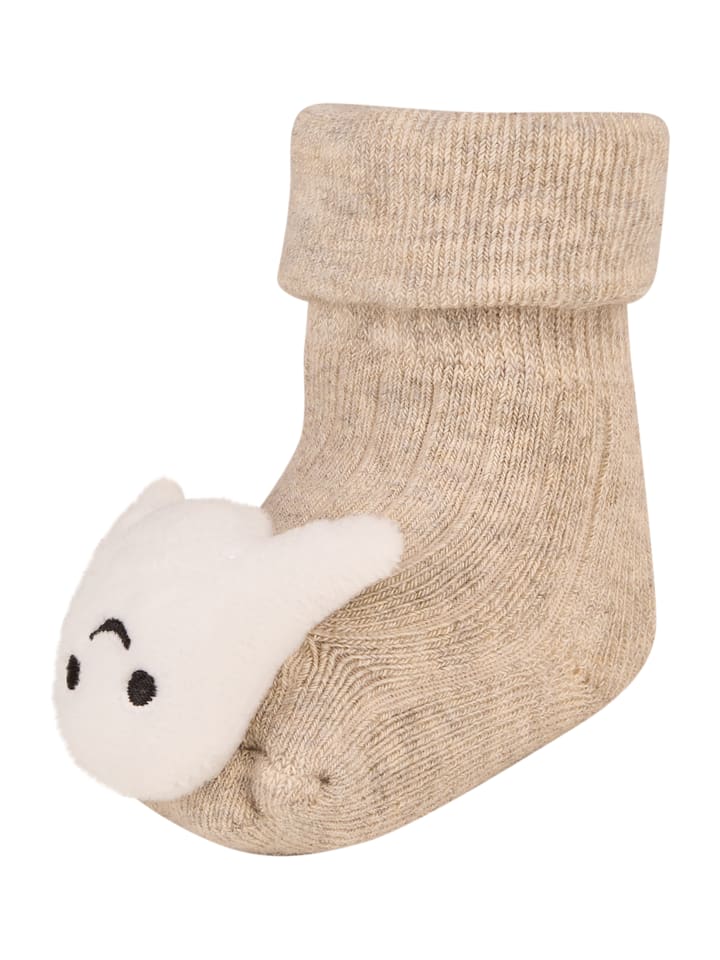 Baby Rasselsocken Halloween in hellgrau mel.