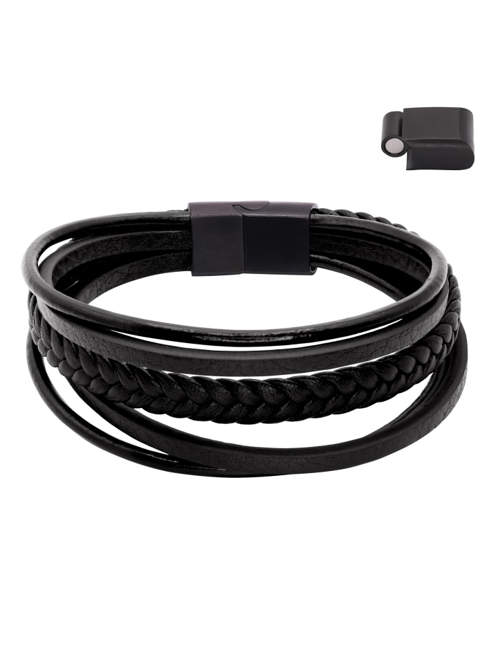 Herrenarmband Lederarmband Joris in schwarz