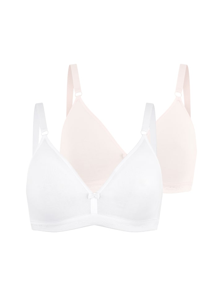 Bralette-BH in 2xweiß+1xrosa