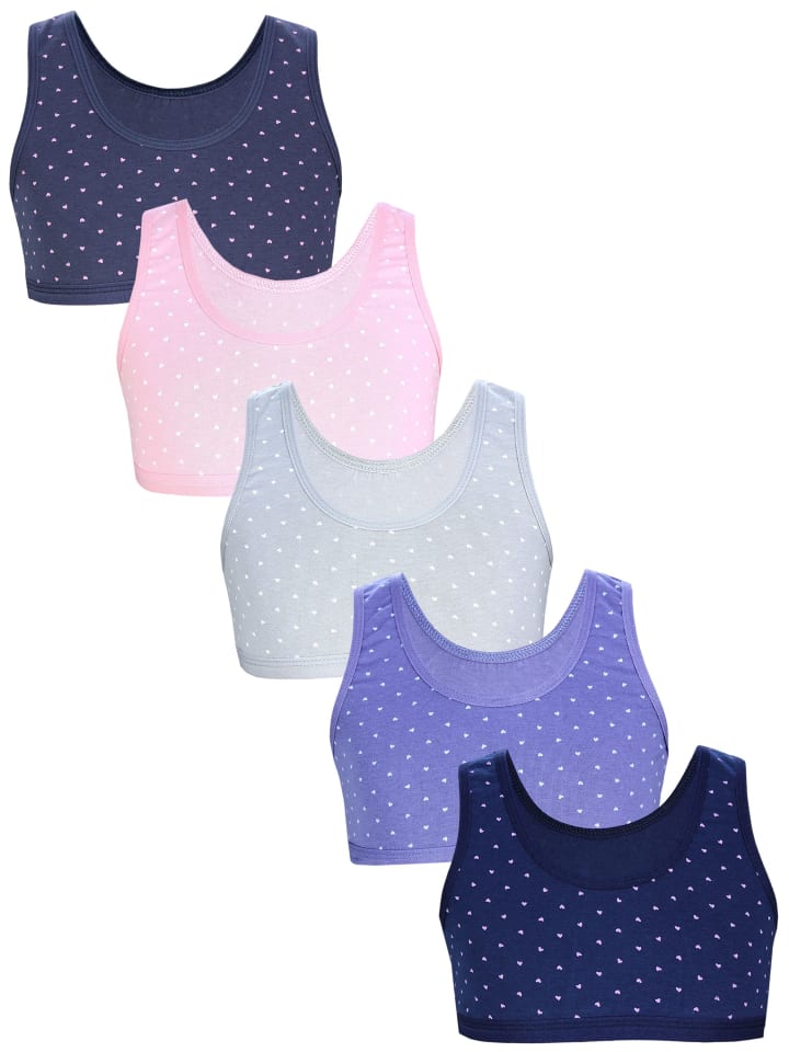 Mädchen Bustier mit breiten Trägern 5er Pack in rosa/blau