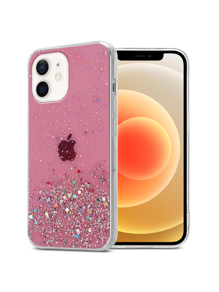 Hülle für Apple iPhone 12 MINI Glitter in Rosa mit Glitter