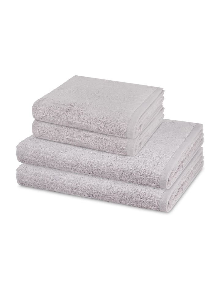 2 X Handtuch 2 X Duschtuch im Set Premium in Silber