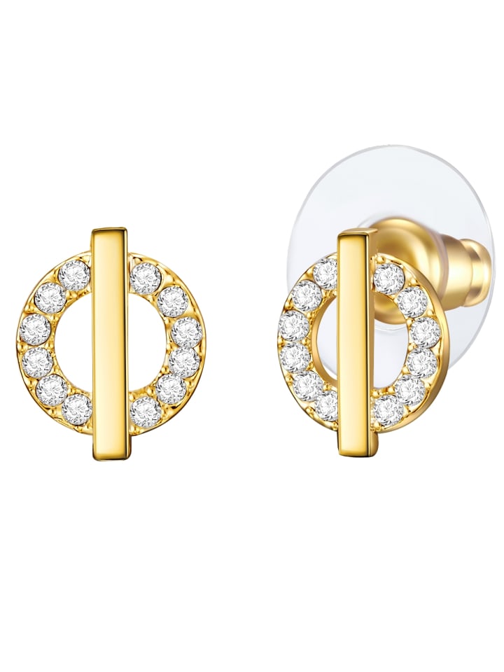 Ohrstecker aus Metall-Legierung mit Glaskristall in gelbgold