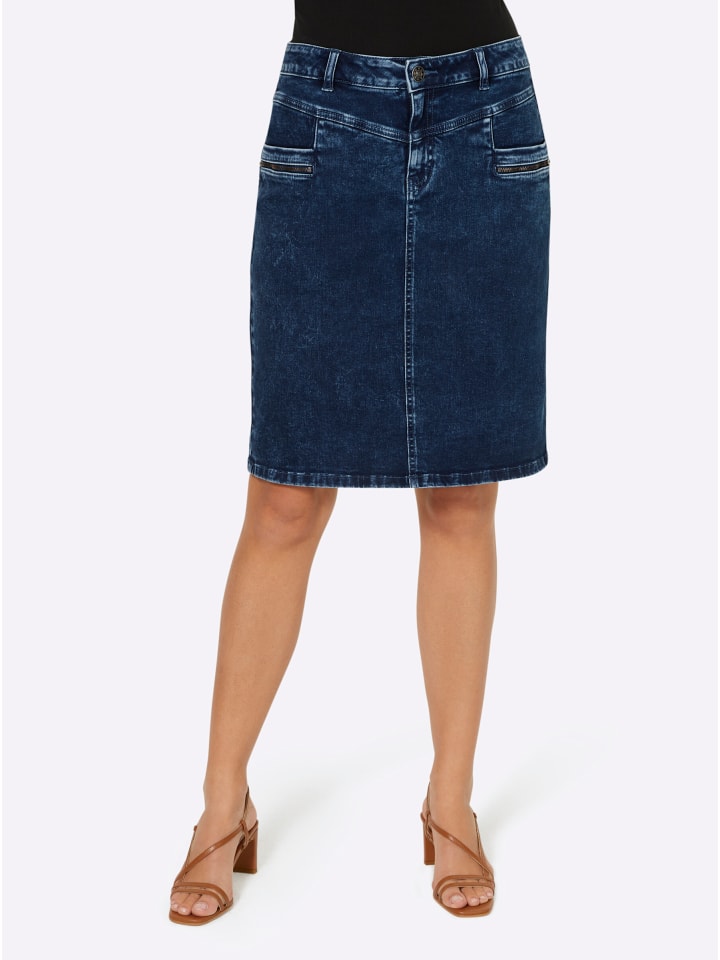 Jeans-Rock in blue-stone-washed