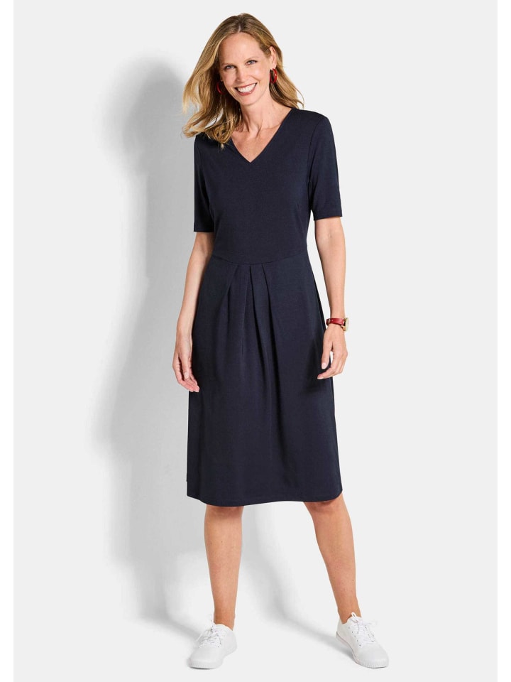 Viskosekleid mit Kellerfalten in marine