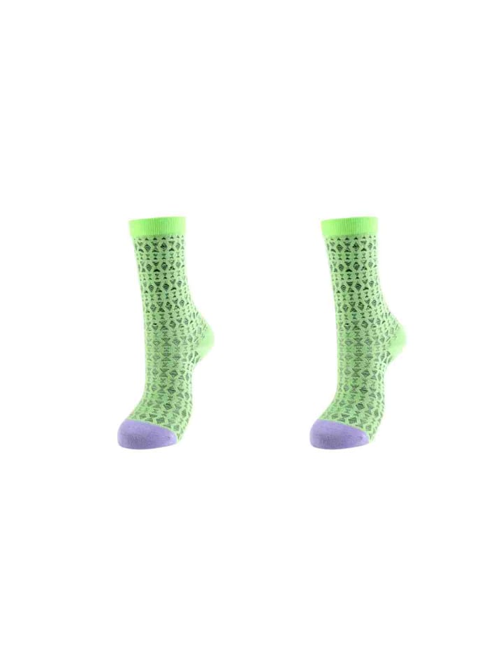 2er-Pack Lochmuster-Socken in Grün