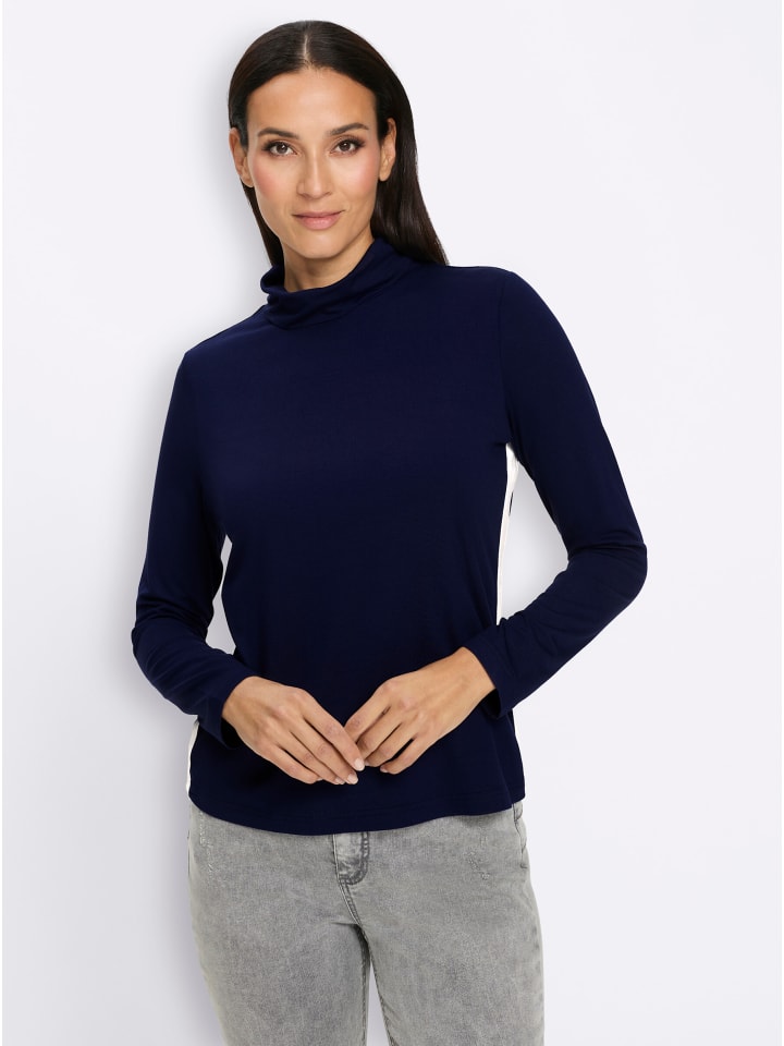 Langarm-Shirt in marine-ecru