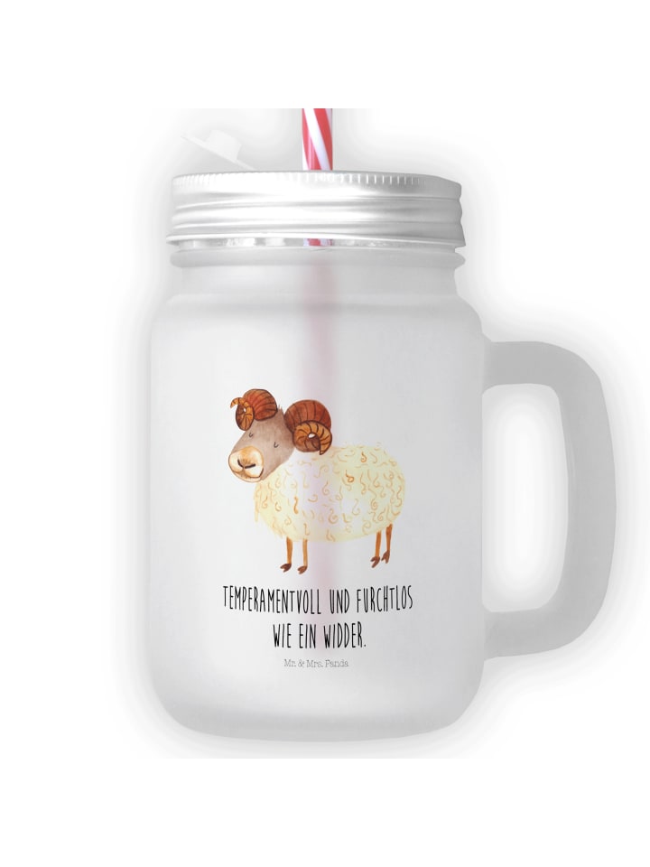 Glas Sternzeichen Widder mit Spruch in Transparent