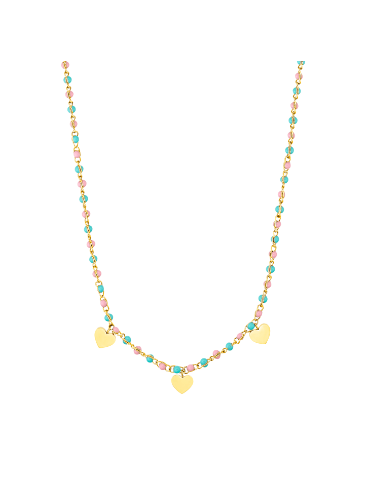 Kette mit Anhänger Edelstahl, IP Gold in Rosa