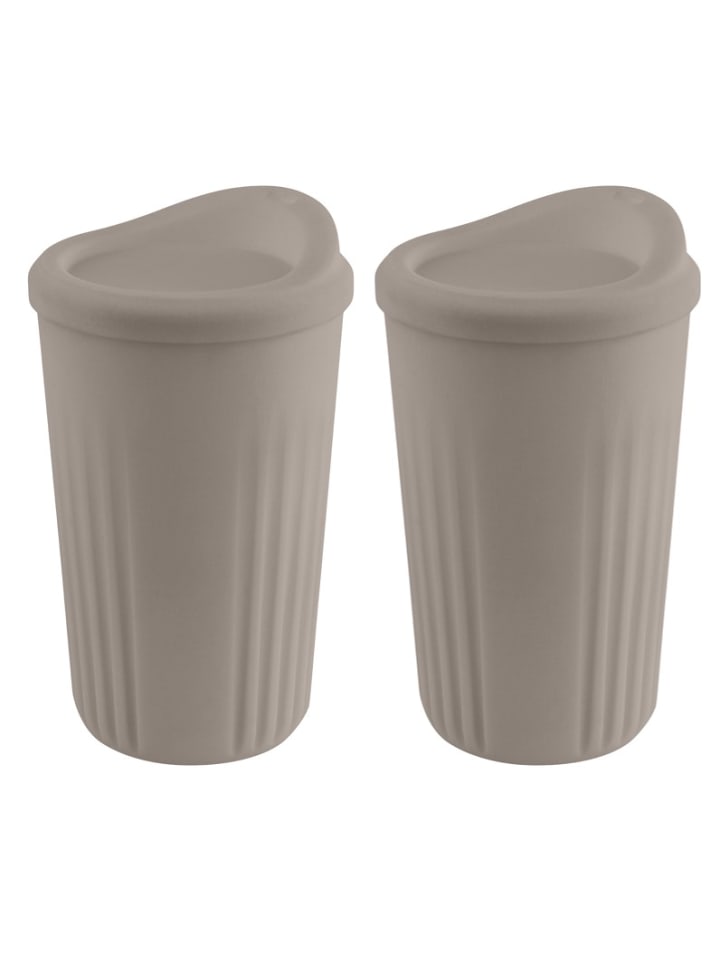2-teiliges Mehrwegbecher Set -TO GO- in mokka, Ø 8,5 cm, H: 13,5 cm, 400ml