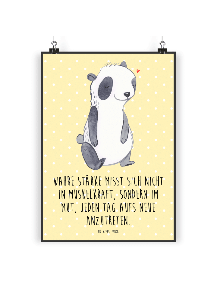 Poster Panda Muskelatrophie mit Spruch in Gelb Pastell