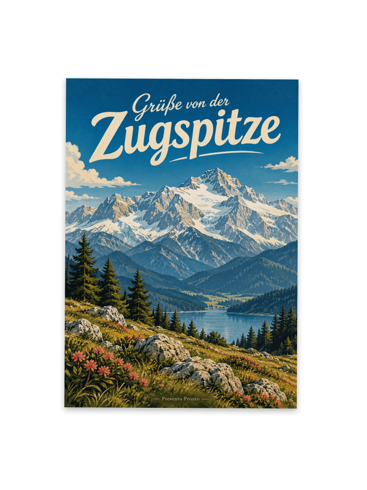 Postkarte Berg alpin Design mit Spruch in Weiß