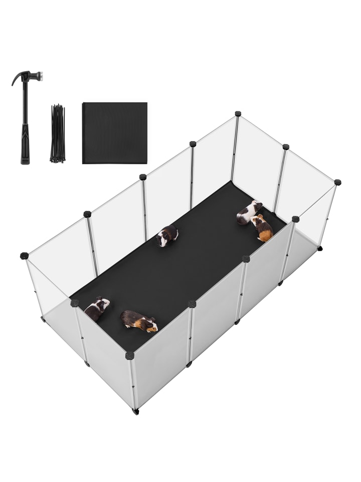 Kleintiergehege Damion in Weiß - (B)74 x (H)57 x (T)144 cm