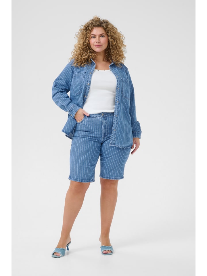 Kurzarmhemd KCreeca Loose fit in Medium Blue Denim Pinstripe